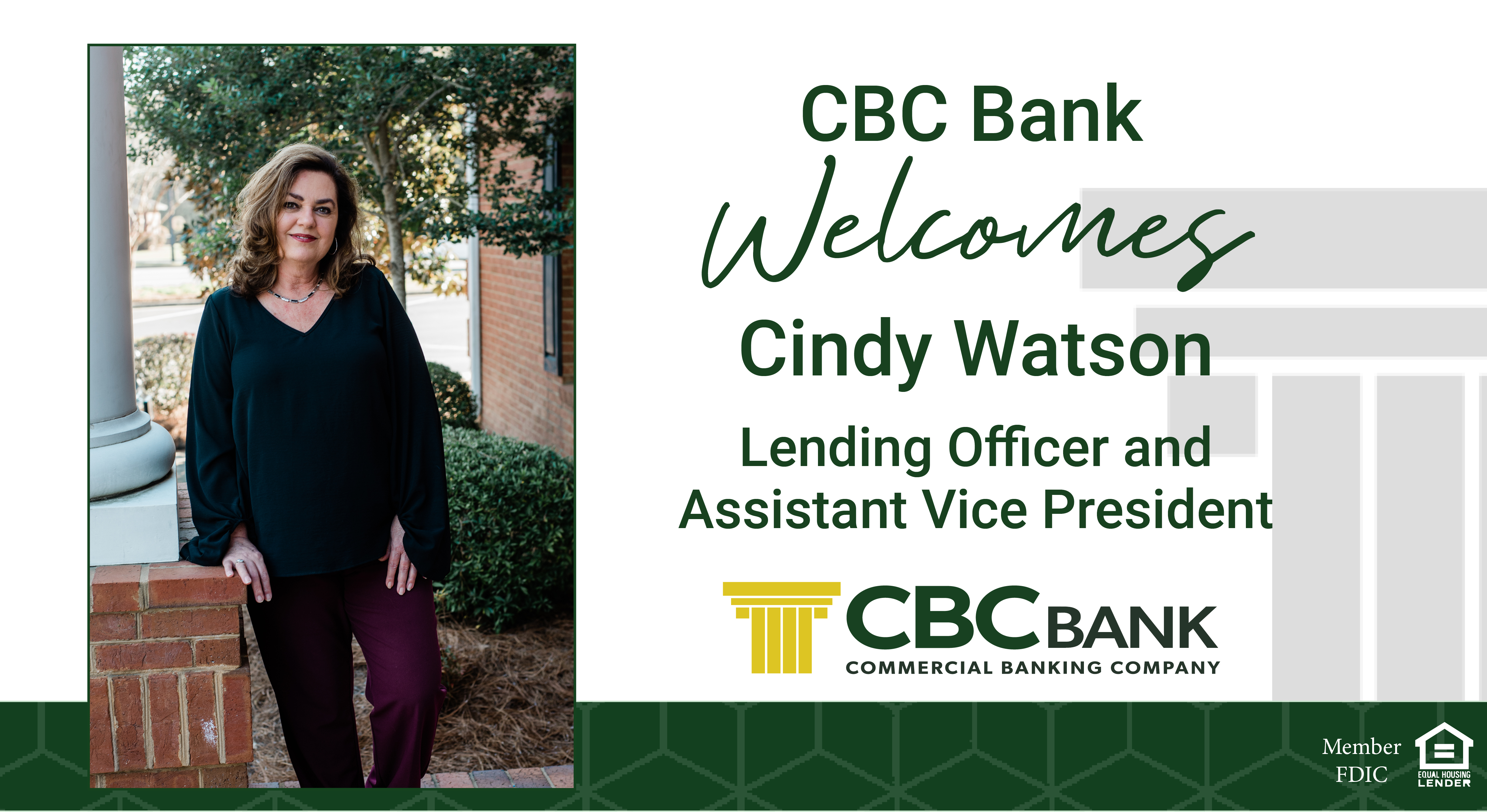 CBC Bank Cindy Watson as Assistant Vice President and Lending